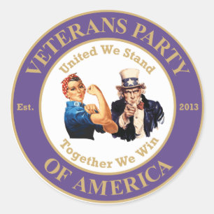 Sticker Rond Anciens Combattants Party of America Circle Logo S