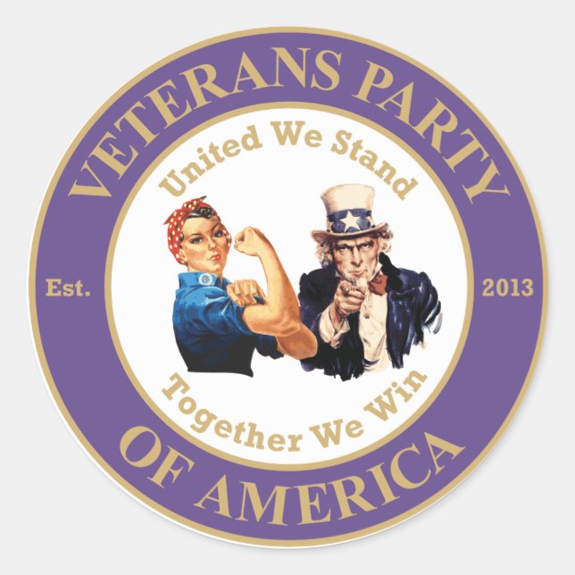 Sticker Rond Anciens Combattants Party of America Circle Logo S (Devant)