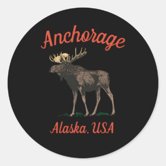 Sticker Rond Ancrage de l'orignal de l'Alaska
