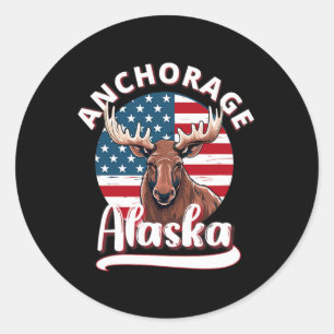 Sticker Rond Ancrage Oie de l'Alaska Voir le drapeau de l'Alask