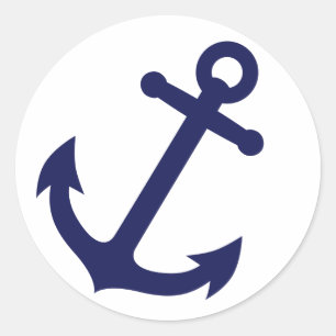 Sticker Rond Ancre bleu marine