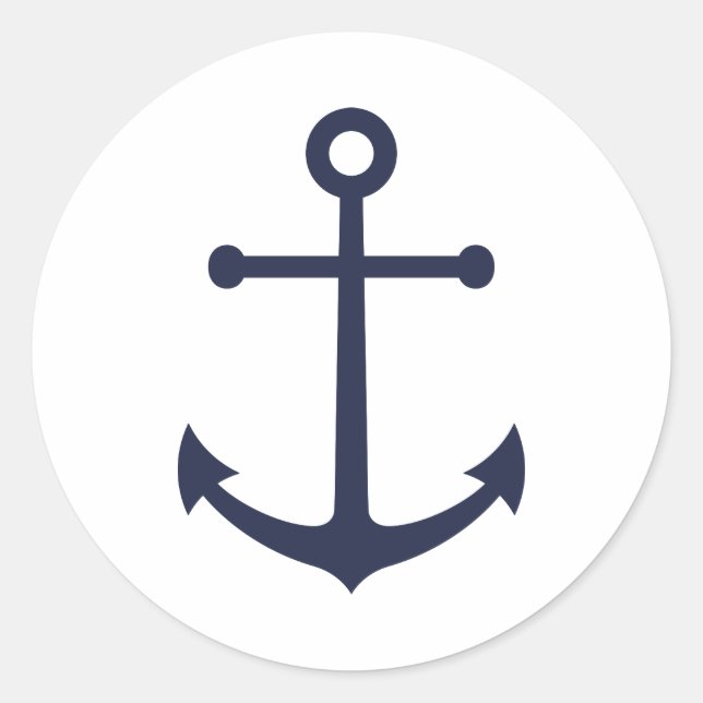 Sticker Rond Ancre bleue marine (Devant)