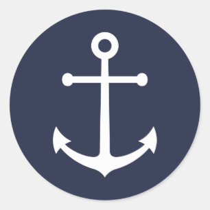 Sticker Rond Ancre bleue marine