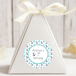 Sticker Rond Ancre bleue marine