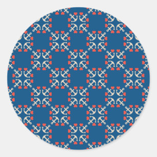 Sticker Rond Ancre Et Motif Du Coeur