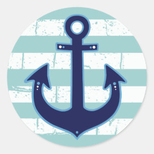 Sticker Rond ancre et rayures bleues