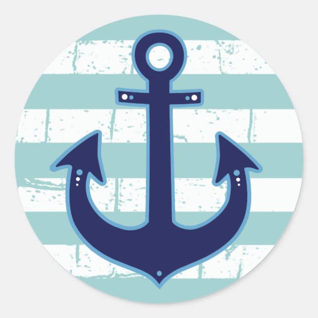 Sticker Rond ancre et rayures bleues (Devant)