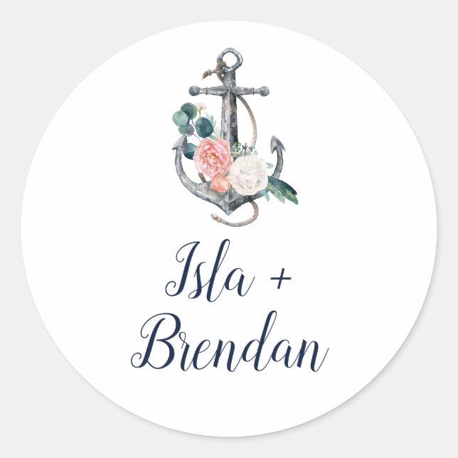 Sticker Rond Ancre florale | Phoques Mariages d'été (Devant)