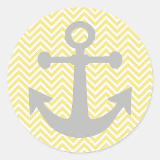 Sticker Rond Ancre gris Chevron jaune