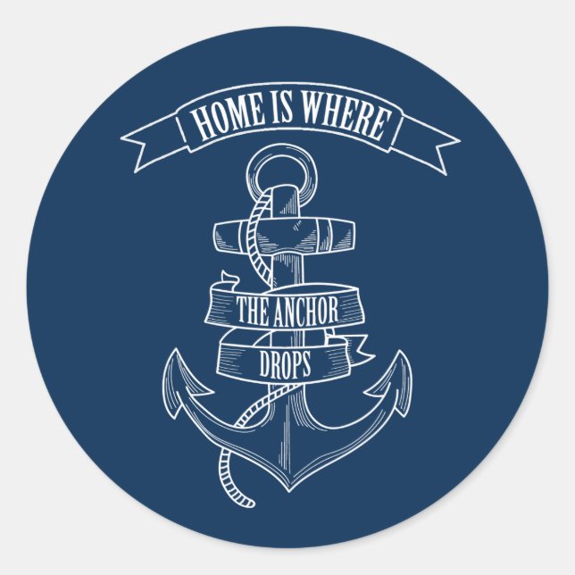 Sticker Rond Ancre Home est l'endroit où l'Ancre tombe (Devant)