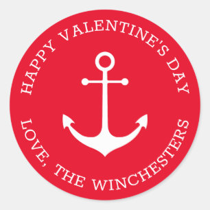 Sticker Rond ancre marine rouge Heureuse Sainte-Valentin person