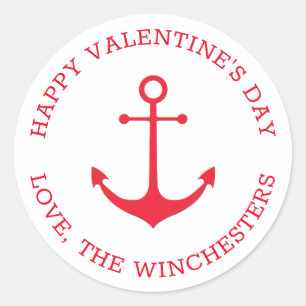Sticker Rond ancre marine rouge Heureuse Sainte-Valentin person