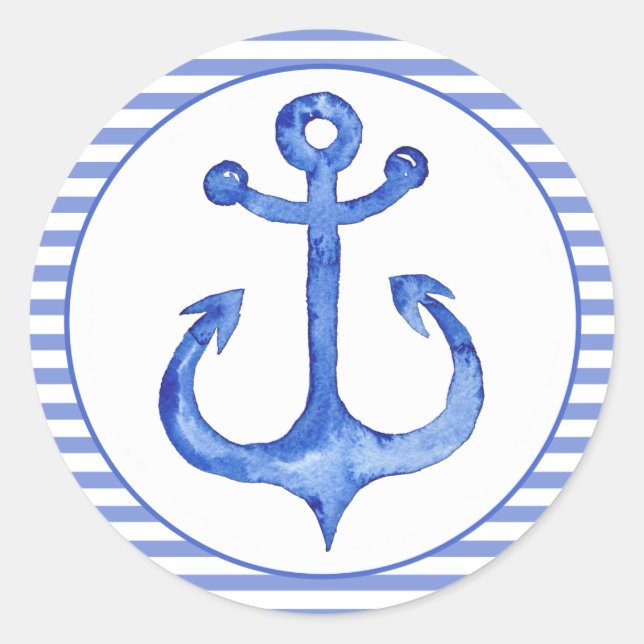 Sticker Rond Ancre nautique - Bleu de la Marine (Devant)