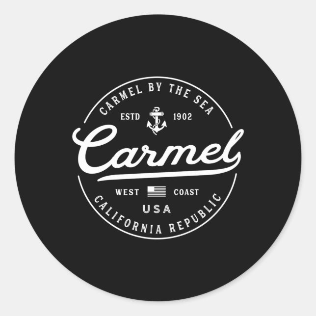 Sticker Rond Ancre nautique Carmel California Voyage Vacances (Devant)