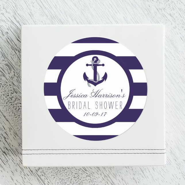 Sticker Rond Ancre nautique Fête des mariées de bande de la mar (Créateur téléchargé)