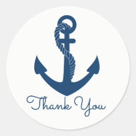 Sticker Rond Ancre nautique Marine Blue Merci Beach Mariage