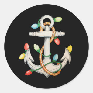 Sticker Rond Ancre Noël Lumières Noël Bateau de croisière