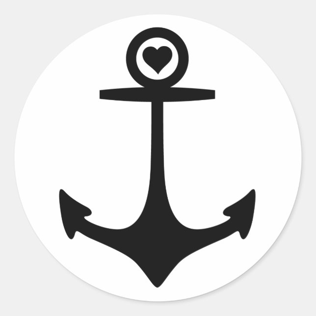 Sticker Rond Ancre noire avec coeur (Devant)