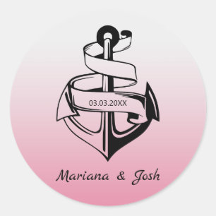 Sticker Rond Ancre noire et blanche