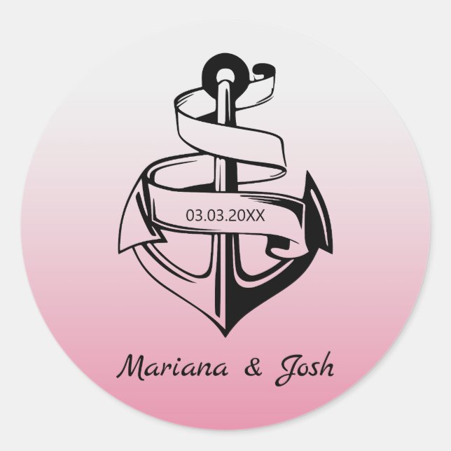 Sticker Rond Ancre noire et blanche (Devant)