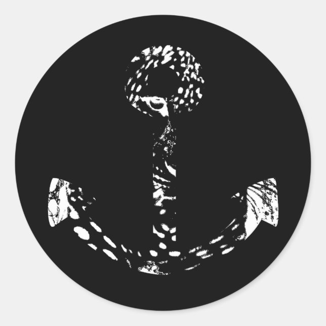 Sticker Rond Ancre noire et blanche Art 2 (Devant)