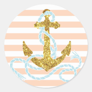 Sticker Rond Ancre Parties scintillant Girly Faux