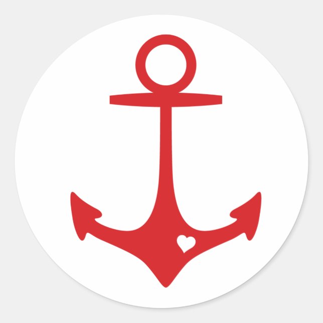 Sticker Rond Ancre rouge avec coeur (Devant)