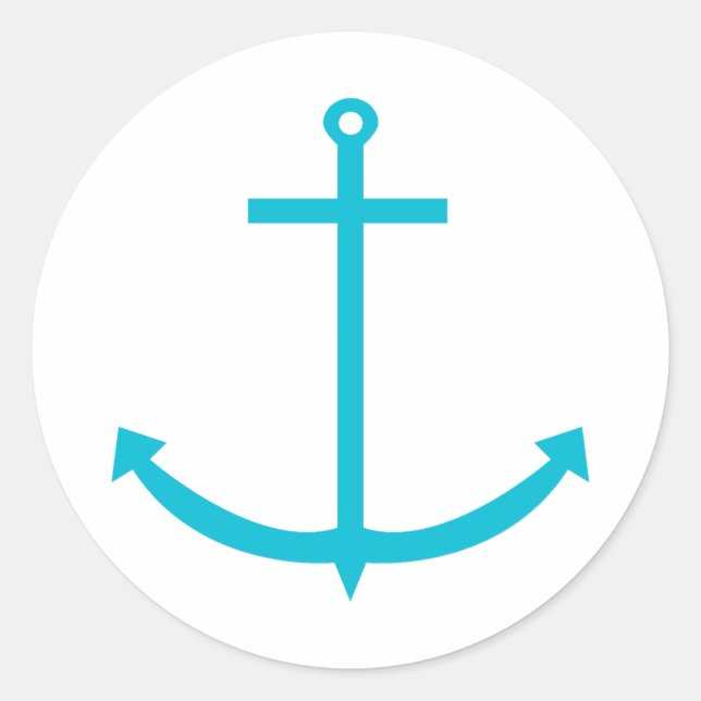 Sticker Rond Ancre Turquoise Nautique (Devant)