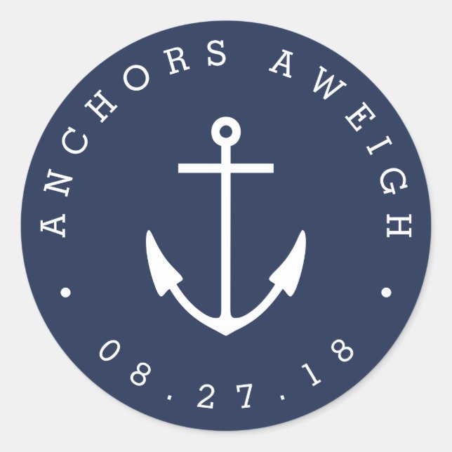 Sticker Rond Ancres Aweigh | Baby shower marin (Devant)