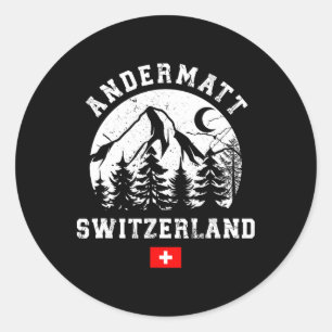 Sticker Rond Andermatt Suisse Station de ski Alpes Ski Alpin