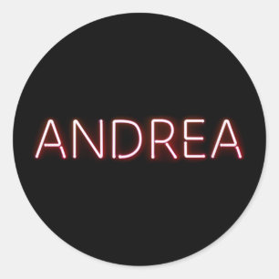 Sticker Rond Andrea Nom dans les lumières brillantes du néon