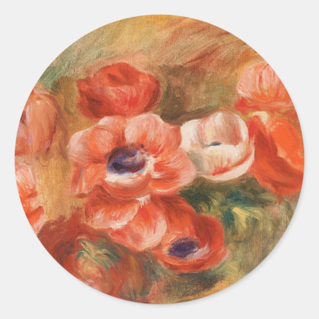 Sticker Rond Anemones (2) par Auguste Renoir (Devant)