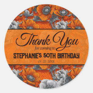 Sticker Rond Anémones Florales 18ème Anniversaire Unique