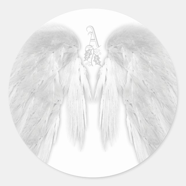 Sticker Rond ANGE AILES Blanc Céleste Holly Monogramme (Devant)