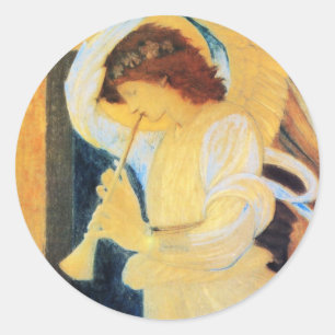 Sticker Rond Ange avec trompette, Beaux-Arts Burne-Jones