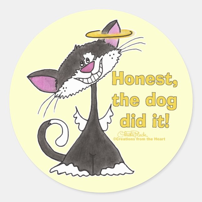 Sticker Rond Ange de chat (Devant)