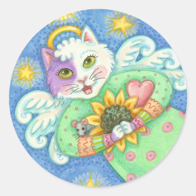 Sticker Rond ANGE DE GUARDIE, BÂTIMENTS DE CHAT Rond, Closeuse, (Devant)