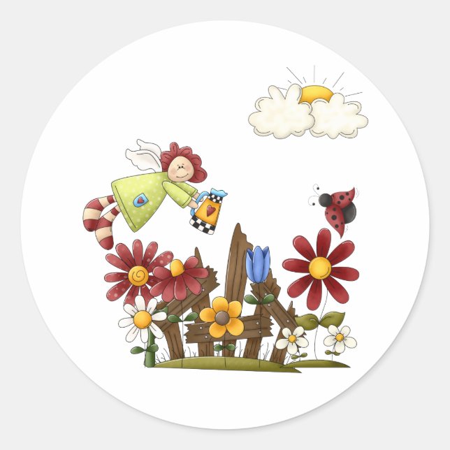 Sticker Rond Ange de jardin (Devant)