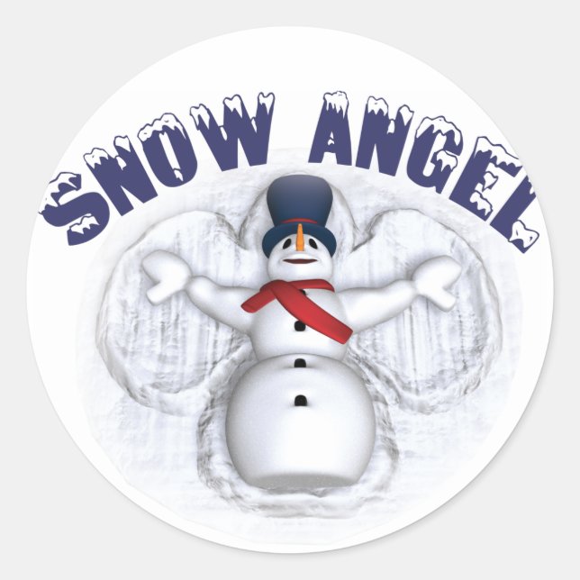 Sticker Rond Ange de neige (Devant)