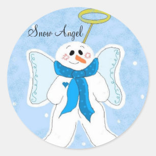 Sticker Rond Ange de neige