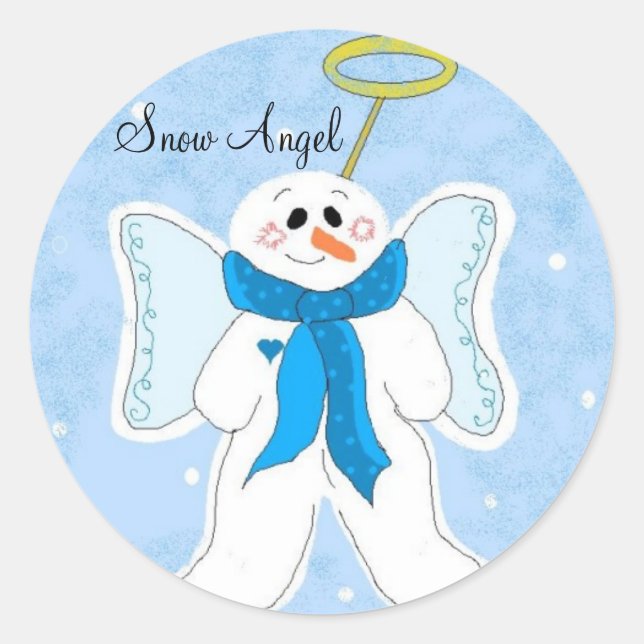 Sticker Rond Ange de neige (Devant)
