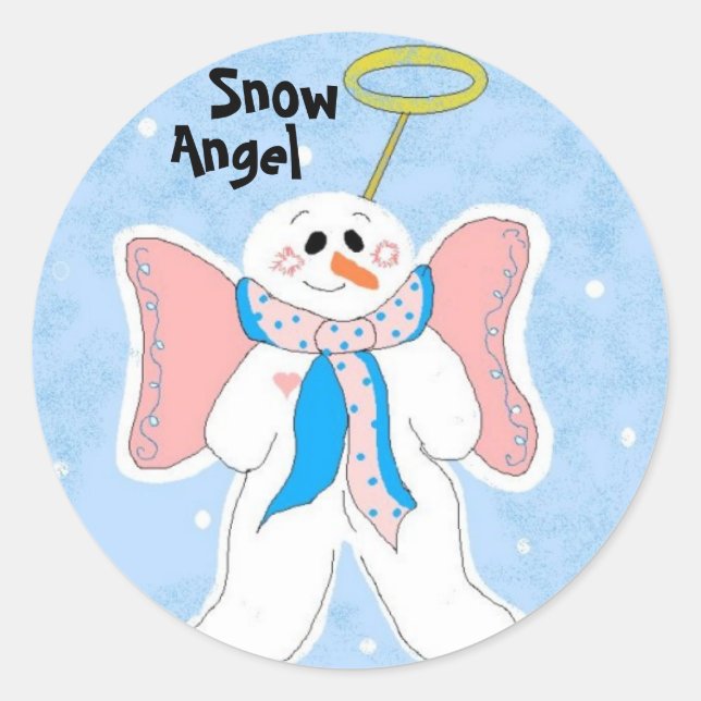 Sticker Rond Ange de neige (Devant)