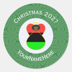 Sticker Rond Ange de Noël avec drapeau afro-américain personnal