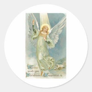 Sticker Rond Ange de Noël Vintage