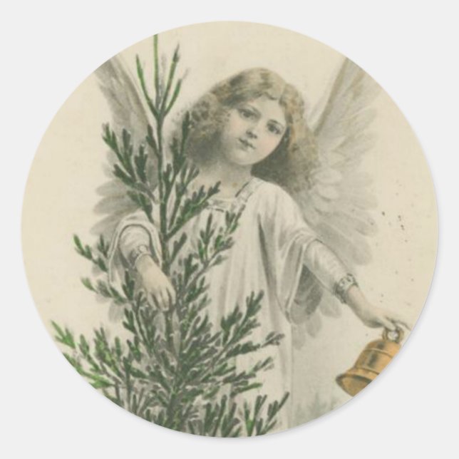 Sticker Rond Ange de Noël Vintage (Devant)
