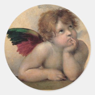 Sticker Rond Ange de Sistine Madonna par Raphael