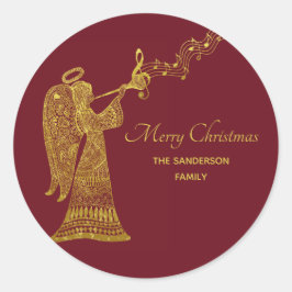 Sticker Rond Ange d'or classique avec musique