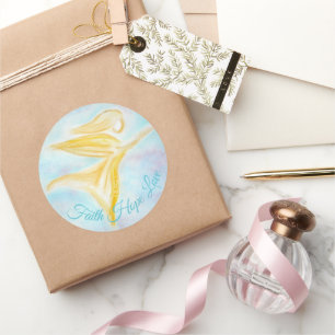 Sticker Rond Ange gardien en vol – Foi Espoir Amour Bleu