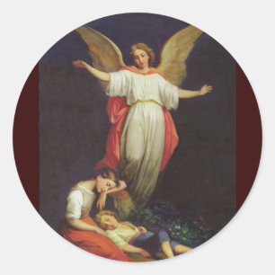 Sticker Rond Ange gardien victorien