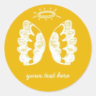 Sticker Rond Ange jaune
